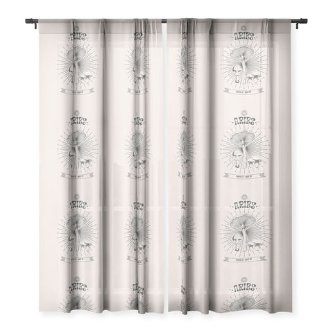 Emanuela Carratoni Mushrooms Zodiac Aries Sheer Window Curtain