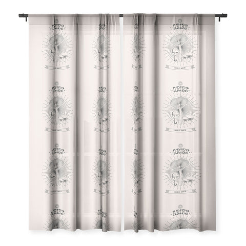 Emanuela Carratoni Mushrooms Zodiac Aries Sheer Window Curtain
