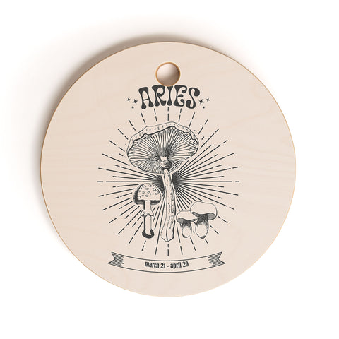 Emanuela Carratoni Mushrooms Zodiac Aries Cutting Board Round
