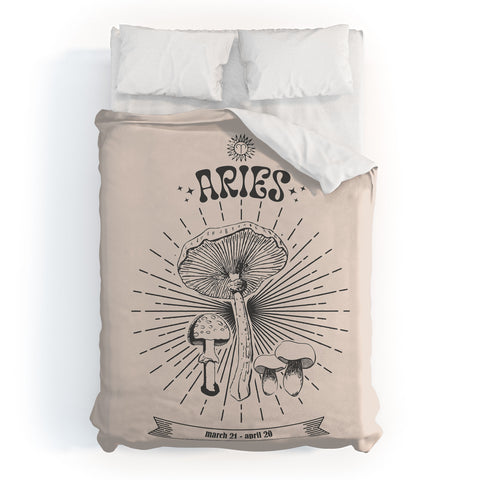 Emanuela Carratoni Mushrooms Zodiac Aries Duvet Cover