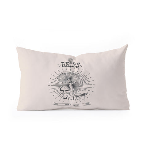 Emanuela Carratoni Mushrooms Zodiac Aries Oblong Throw Pillow