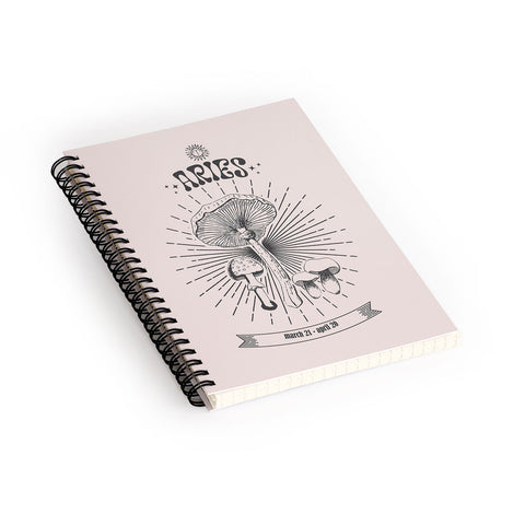 Emanuela Carratoni Mushrooms Zodiac Aries Spiral Notebook