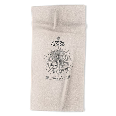 Emanuela Carratoni Mushrooms Zodiac Aries Beach Towel