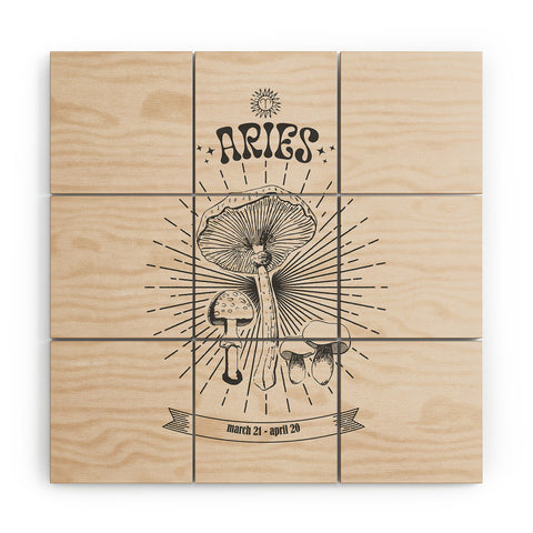Emanuela Carratoni Mushrooms Zodiac Aries Wood Wall Mural