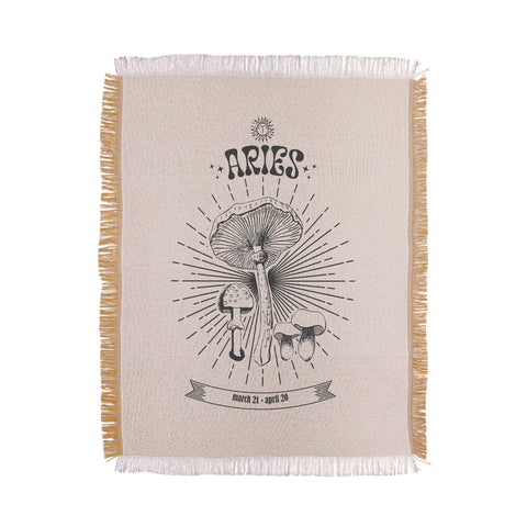 Emanuela Carratoni Mushrooms Zodiac Aries Throw Blanket