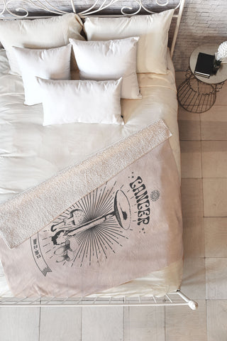 Emanuela Carratoni Mushrooms Zodiac Cancer Fleece Throw Blanket