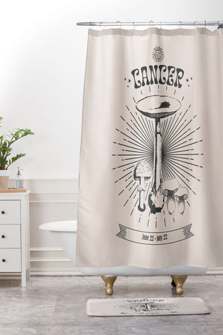 Emanuela Carratoni Mushrooms Zodiac Cancer Shower Curtain And Mat