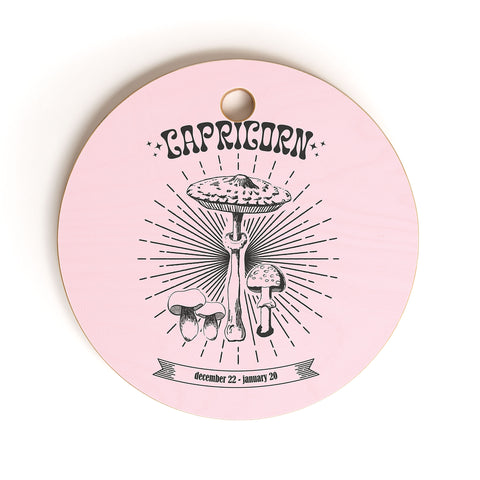 Emanuela Carratoni Mushrooms Zodiac Capricorn Cutting Board Round