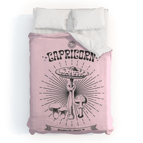 Emanuela Carratoni Mushrooms Zodiac Capricorn Duvet Cover