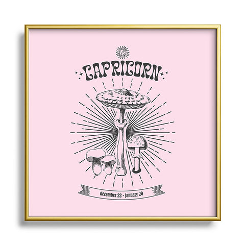 Emanuela Carratoni Mushrooms Zodiac Capricorn Square Metal Framed Art Print