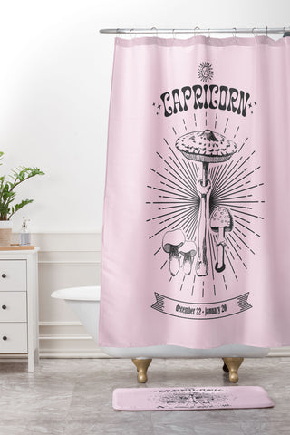 Emanuela Carratoni Mushrooms Zodiac Capricorn Shower Curtain And Mat
