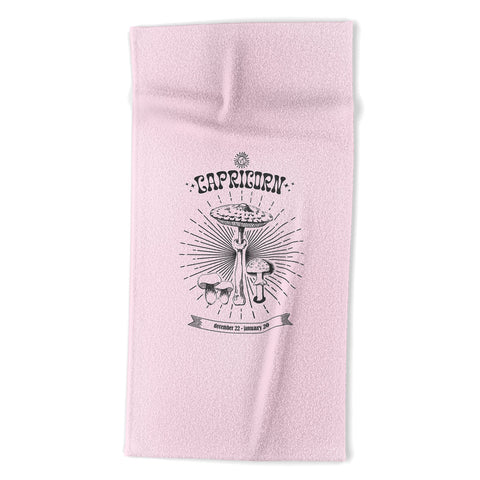 Emanuela Carratoni Mushrooms Zodiac Capricorn Beach Towel