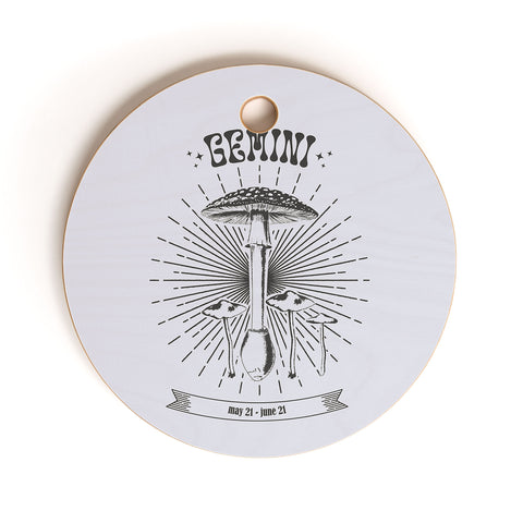 Emanuela Carratoni Mushrooms Zodiac Gemini Cutting Board Round