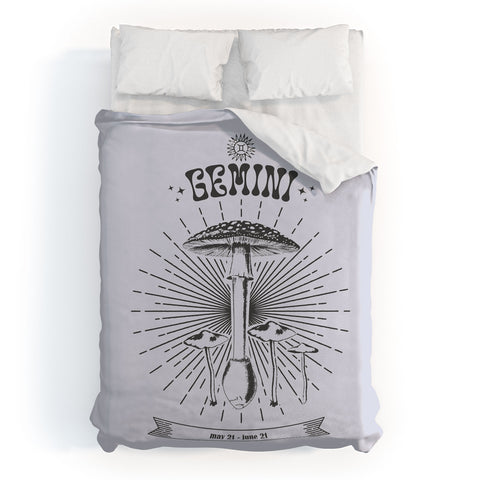 Emanuela Carratoni Mushrooms Zodiac Gemini Duvet Cover