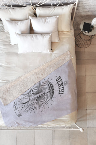 Emanuela Carratoni Mushrooms Zodiac Gemini Fleece Throw Blanket