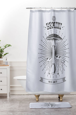 Emanuela Carratoni Mushrooms Zodiac Gemini Shower Curtain And Mat