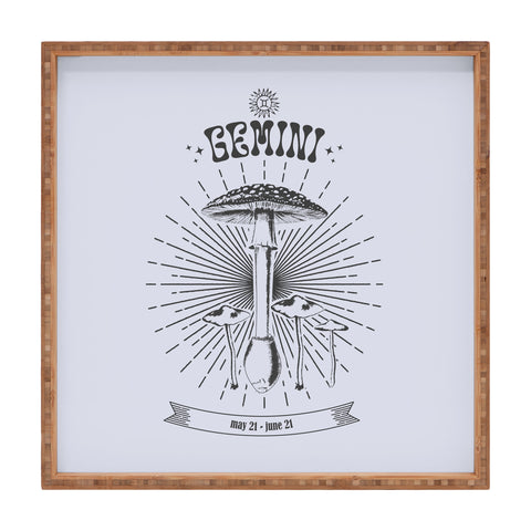 Emanuela Carratoni Mushrooms Zodiac Gemini Square Tray