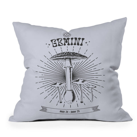 Emanuela Carratoni Mushrooms Zodiac Gemini Throw Pillow