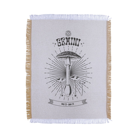 Emanuela Carratoni Mushrooms Zodiac Gemini Throw Blanket