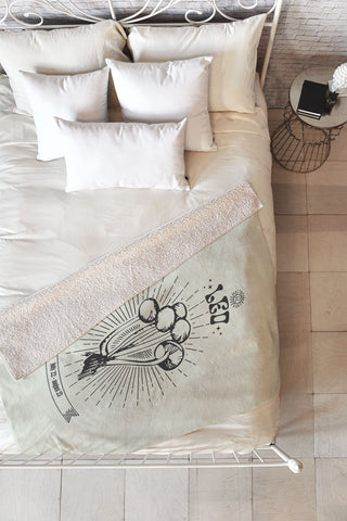 Emanuela Carratoni Mushrooms Zodiac Leo Fleece Throw Blanket