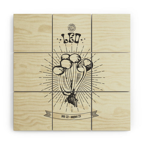 Emanuela Carratoni Mushrooms Zodiac Leo Wood Wall Mural