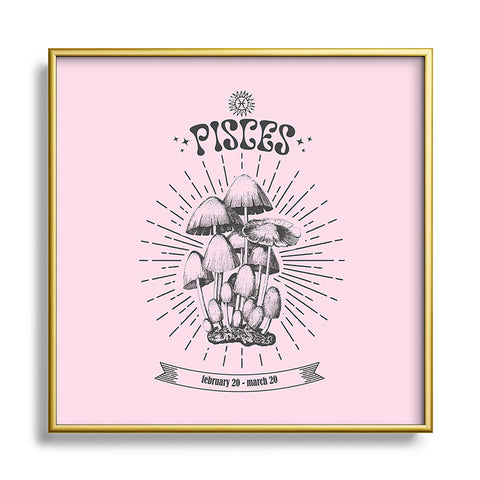 Emanuela Carratoni Mushrooms Zodiac Pisces Square Metal Framed Art Print