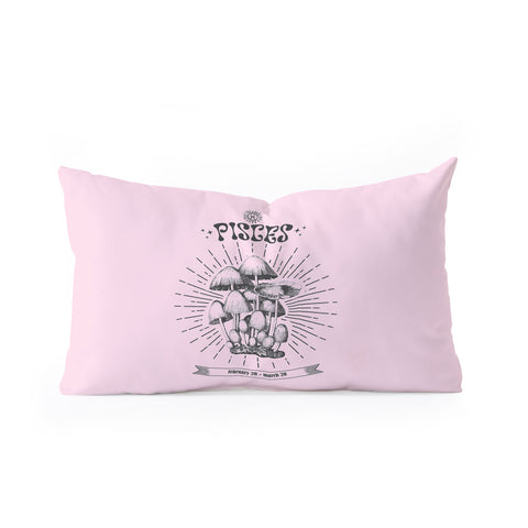 Emanuela Carratoni Mushrooms Zodiac Pisces Oblong Throw Pillow