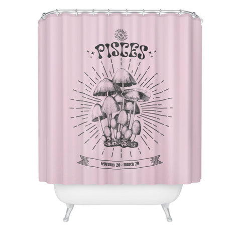 Emanuela Carratoni Mushrooms Zodiac Pisces Shower Curtain