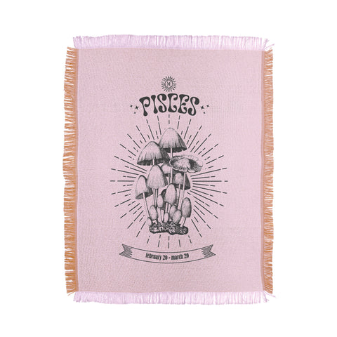 Emanuela Carratoni Mushrooms Zodiac Pisces Throw Blanket