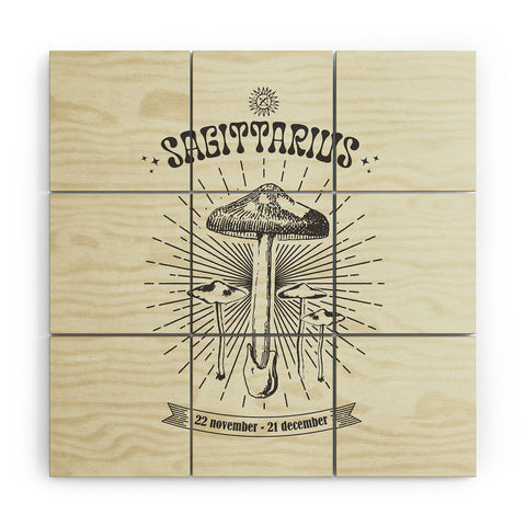 Emanuela Carratoni Mushrooms Zodiac Sagittarius Wood Wall Mural