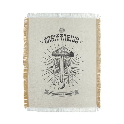 Emanuela Carratoni Mushrooms Zodiac Sagittarius Throw Blanket