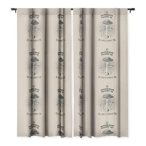 Emanuela Carratoni Mushrooms Zodiac Scorpio Blackout Window Curtain