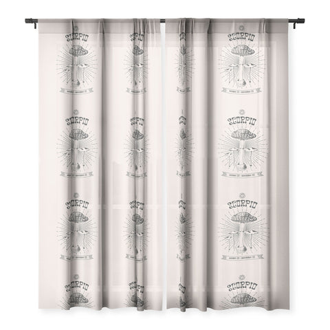 Emanuela Carratoni Mushrooms Zodiac Scorpio Sheer Window Curtain