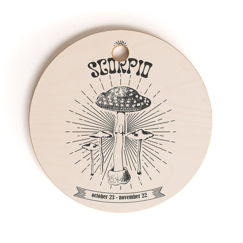 Emanuela Carratoni Mushrooms Zodiac Scorpio Cutting Board Round