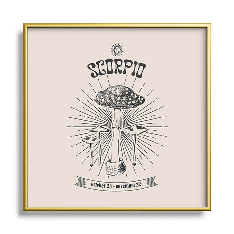 Emanuela Carratoni Mushrooms Zodiac Scorpio Square Metal Framed Art Print