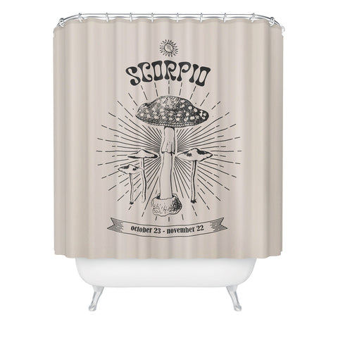 Emanuela Carratoni Mushrooms Zodiac Scorpio Shower Curtain