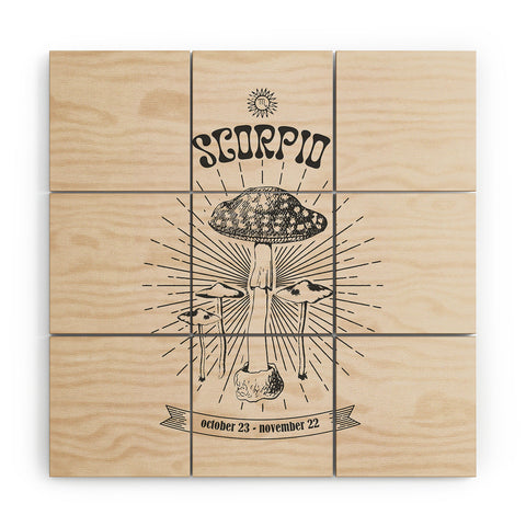 Emanuela Carratoni Mushrooms Zodiac Scorpio Wood Wall Mural