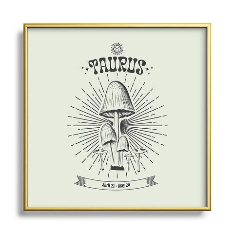 Emanuela Carratoni Mushrooms Zodiac Taurus Square Metal Framed Art Print