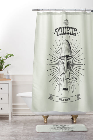 Emanuela Carratoni Mushrooms Zodiac Taurus Shower Curtain And Mat
