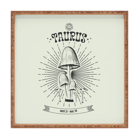 Emanuela Carratoni Mushrooms Zodiac Taurus Square Tray