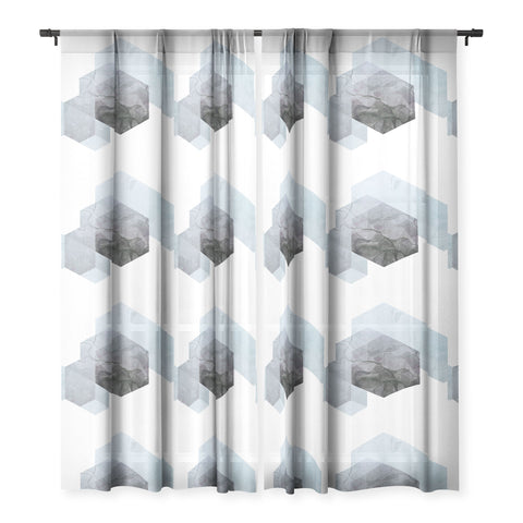 Emanuela Carratoni Neutral Marble Geometry Sheer Window Curtain