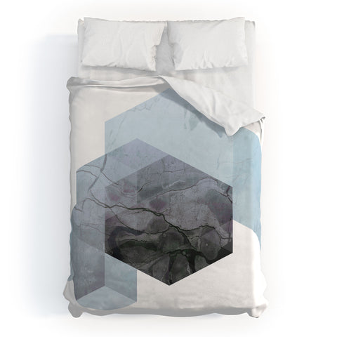 Emanuela Carratoni Neutral Marble Geometry Duvet Cover