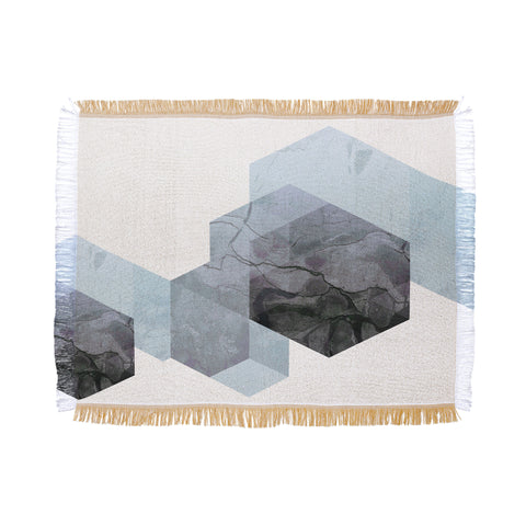 Emanuela Carratoni Neutral Marble Geometry Throw Blanket