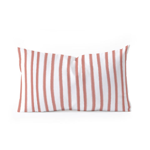Emanuela Carratoni Old Pink Stripes Oblong Throw Pillow