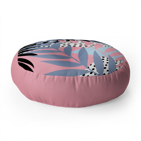 Emanuela Carratoni Palms and Polka Dots Floor Pillow Round