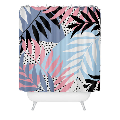 Emanuela Carratoni Palms and Polka Dots Shower Curtain