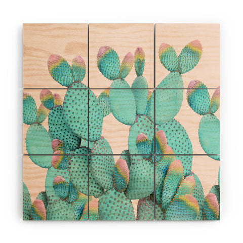 Emanuela Carratoni Pastel Cactus Jungle Wood Wall Mural