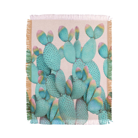 Emanuela Carratoni Pastel Cactus Jungle Throw Blanket