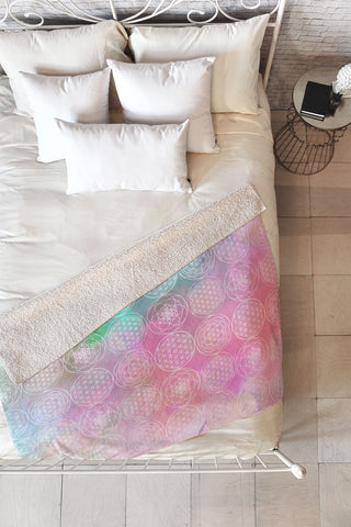 Emanuela Carratoni Pastel Mandala Fleece Throw Blanket