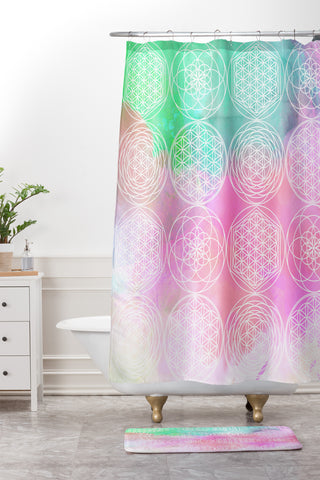 Emanuela Carratoni Pastel Mandala Shower Curtain And Mat